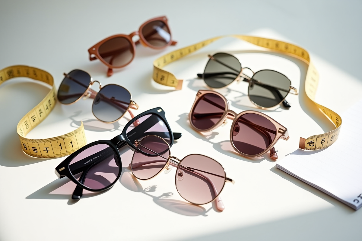 Collection de lunettes de soleil femmes sur une table lumineuse