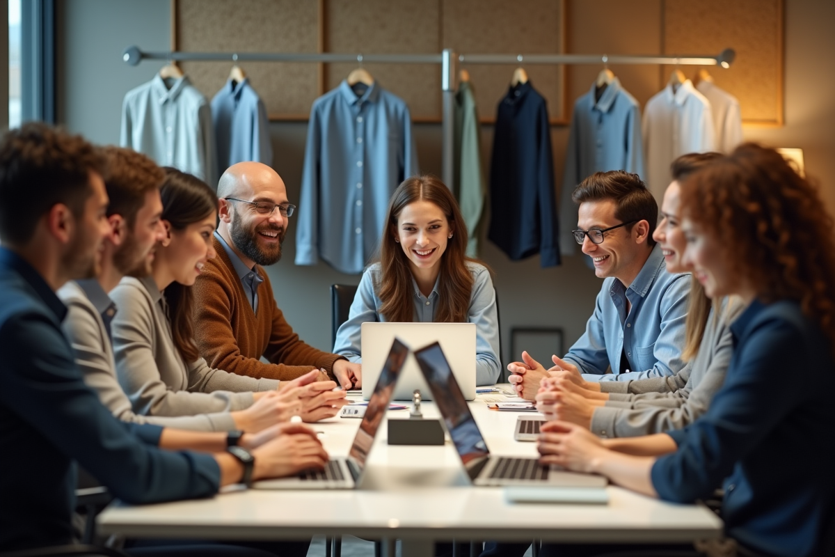 Groupe de jeunes adultes en réunion dans un open space moderne