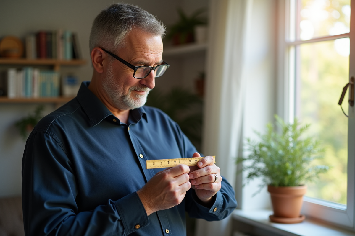 Homme mesurant son anneau près d
