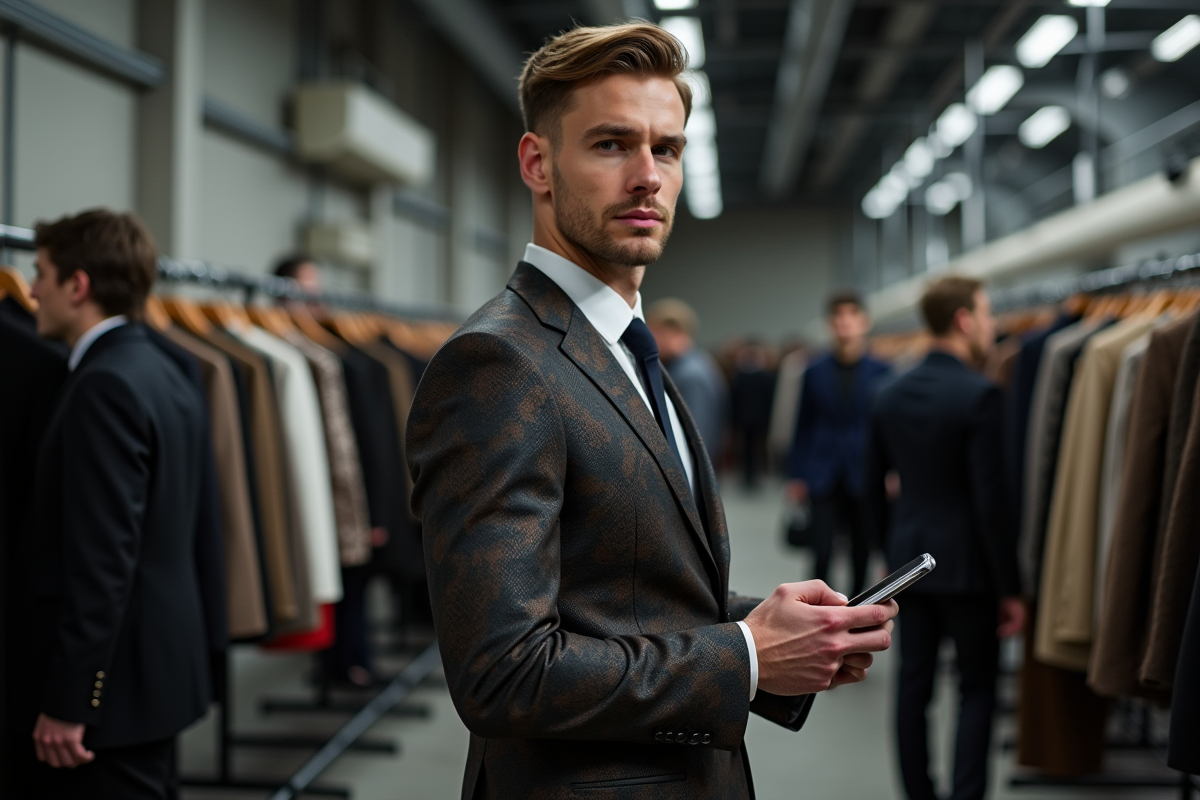 Modèle masculin en backstage d