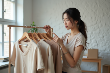 Jeune créatrice de mode dans son studio créatif